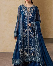 Maryum n Maria Teal Organza Suit- Pakistani Chiffon Dress