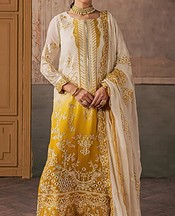 Maryum n Maria Off White/Mustard Organza Suit- Pakistani Chiffon Dress
