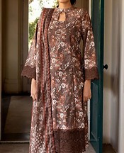 Motifz Pastel Brown Cambric Suit- Pakistani Winter Clothing