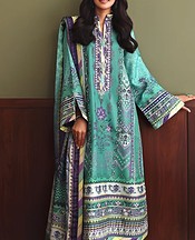 Mushq Sea Green Raw Silk Suit- Pakistani Designer Chiffon Suit