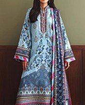 Mushq Baby Blue Raw Silk Suit- Pakistani Designer Chiffon Suit