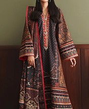Mushq Brown/Black Raw Silk Suit- Pakistani Chiffon Dress