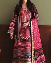 Mushq Plum Raw Silk Suit- Pakistani Chiffon Dress