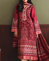 Mushq Bright Red Raw Silk Suit- Pakistani Chiffon Dress