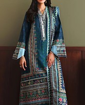 Mushq Teal Raw Silk Suit- Pakistani Designer Chiffon Suit