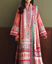 Mushq Coral Raw Silk Suit- Pakistani Chiffon Dress