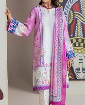 RajBari White/Pink Lawn Suit- Pakistani Designer Lawn Suits