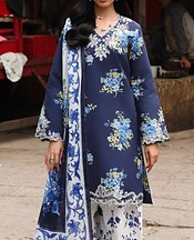 Rajbari Navy Blue Lawn Suit- Pakistani Designer Lawn Suits