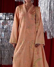 Rang Rasiya Peach Raw Silk Suit- Pakistani Chiffon Dress
