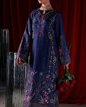 Rang Rasiya Navy Blue Raw Silk Suit- Pakistani Designer Chiffon Suit