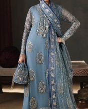 Roheenaz Moonstone Blue Chiffon Suit- Pakistani Designer Chiffon Suit
