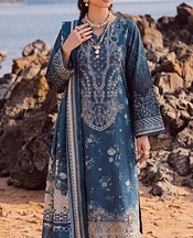 Safwa Denim Blue Viscose Suit- Pakistani Winter Dress