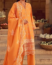 Sahar Bright Orange Lawn Suit- Pakistani Designer Lawn Suits