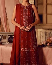 Sahar Maroon Chiffon Suit- Pakistani Chiffon Dress