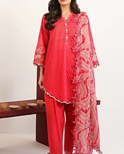 Sahar Red Lawn Suit- Pakistani Designer Lawn Suits