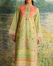 Sahar Green Cambric Suit (2 Pcs)- Pakistani Designer Lawn Suits