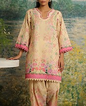 Sahar Beige Cambric Suit (2 Pcs)- Pakistani Lawn Dress
