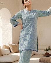 Sahar Mint/Blue Lawn Suit (2 Pcs)- Pakistani Lawn Dress