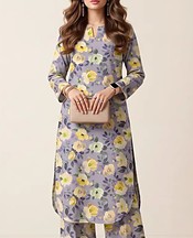 Cadet Blue Lawn Suit (2Pcs)