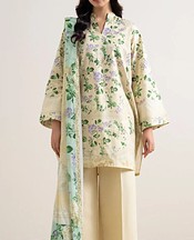 Cream Lawn Suit (2 Pcs)