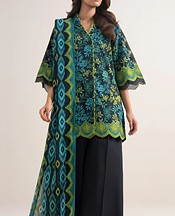 Black/Teal Lawn Suit (2 Pcs)