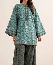 Teal/Off White Cotton Suit (2 Pcs)