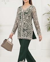 Threads and Motifs Green Net Suit- Pakistani Chiffon Dress