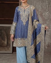Threads and Motifs Blue Chiffon Suit- Pakistani Chiffon Dress