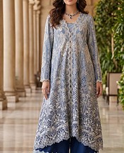 Threads and Motifs Blue Net Suit- Pakistani Chiffon Dress