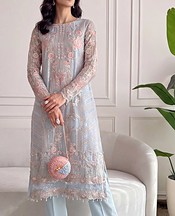 Threads and Motifs Baby Blue Net Suit- Pakistani Chiffon Dress