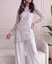 Threads and Motifs White Net Suit- Pakistani Designer Chiffon Suit