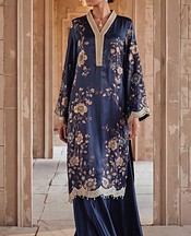 Threads and Motifs Blue Silk Suit- Pakistani Designer Chiffon Suit