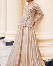 Threads and Motifs Golden Silk Suit- Pakistani Chiffon Dress
