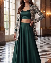 Threads and Motifs Green Net Suit- Pakistani Designer Chiffon Suit