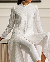 Threads and Motifs White Chiffon Suit- Pakistani Chiffon Dress