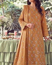 VS Textile Persian Orange Karandi Suit- Pakistani Winter Dress
