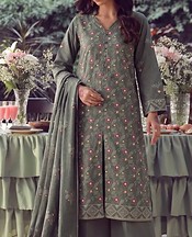 VS Textile Dark Grey Karandi Suit- Pakistani Winter Clothing