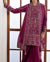 Xenia Mulberry Raw Silk Suit- Pakistani Chiffon Dress