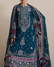 Xenia Teal Blue Chiffon Suit- Pakistani Chiffon Dress