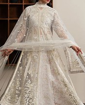 Xenia Off White Net Suit- Pakistani Designer Chiffon Suit