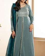 Xenia Slate Raw Silk Suit- Pakistani Chiffon Dress