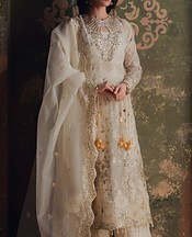 Zarposh Off White Organza Suit- Pakistani Chiffon Dress