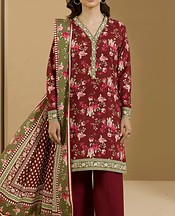 Zellbury Wine Viscose Suit (2 Pcs)- Pakistani Winter Clothing