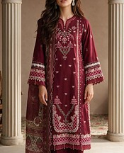 Zellbury Wine Lawn Suit- Pakistani Designer Lawn Suits