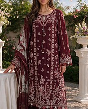 Zellbury Wine Berry Cotton Suit- Pakistani Designer Lawn Suits