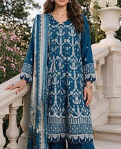 Zellbury Teal Blue Cotton Suit- Pakistani Designer Lawn Suits