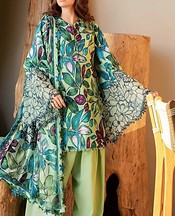 Zenia Green Lawn Suit- Pakistani Designer Lawn Suits