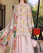 Zenia Peach Lawn Suit- Pakistani Designer Lawn Suits