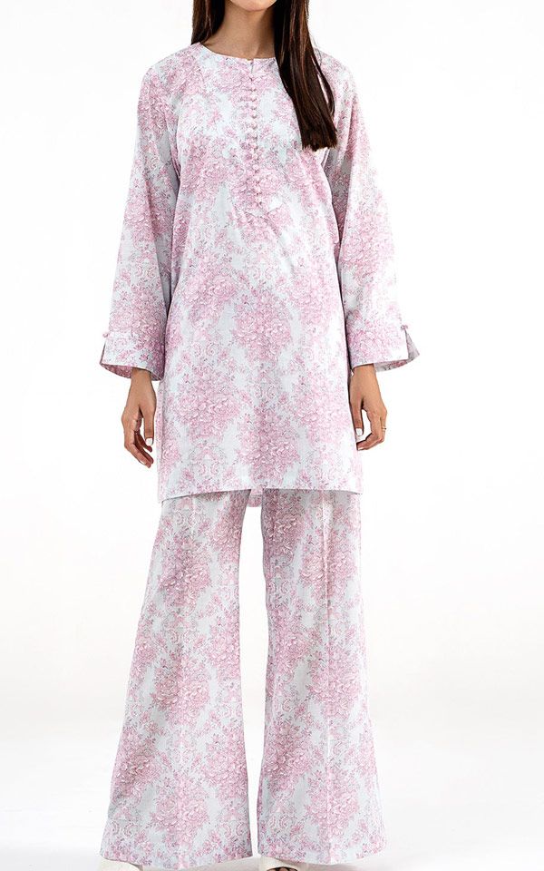 Marius Lawn Printed White/Navy Kurta Set