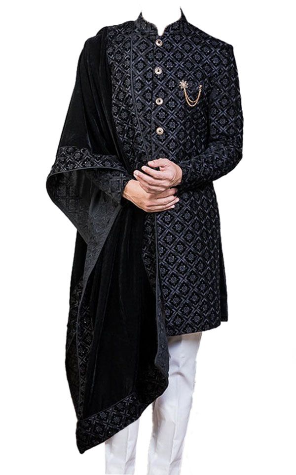  Pakistani Black Sherwani Dresses